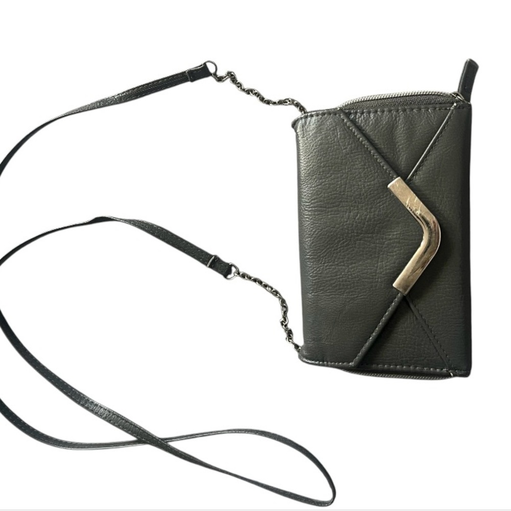Elegant Gray Leather Crossbody Bag